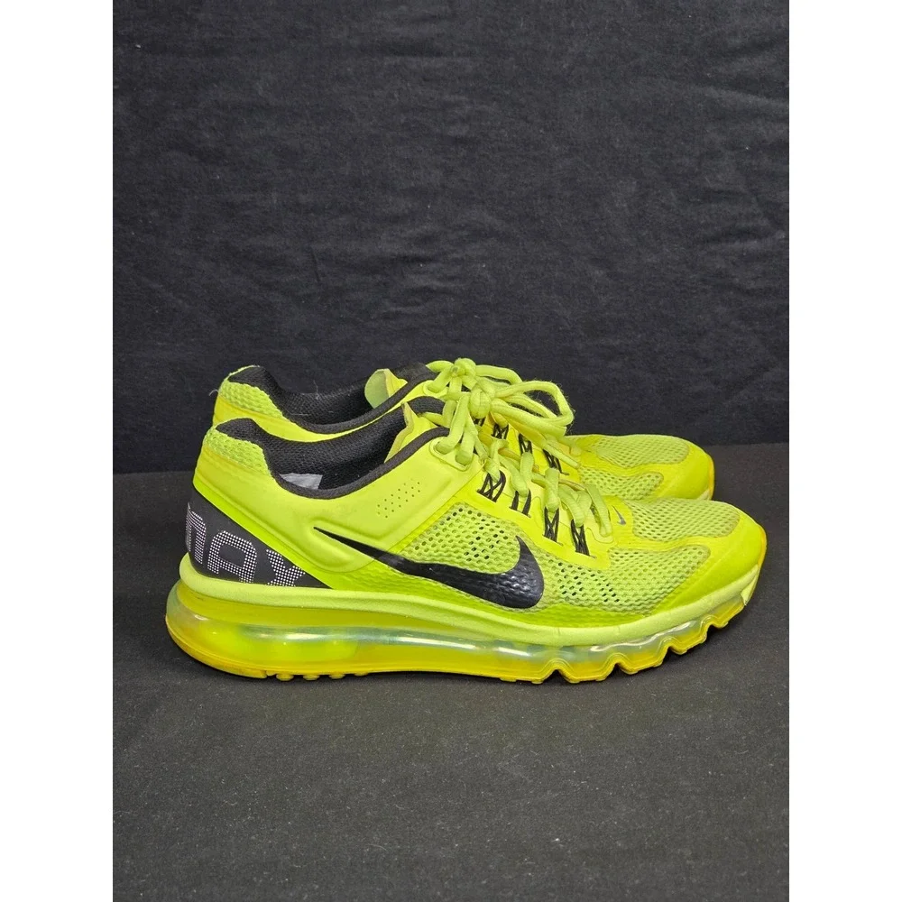 Nike Air Max 2013 Volt Yellow Black Kids Running Shoes 555426-700 7Y
